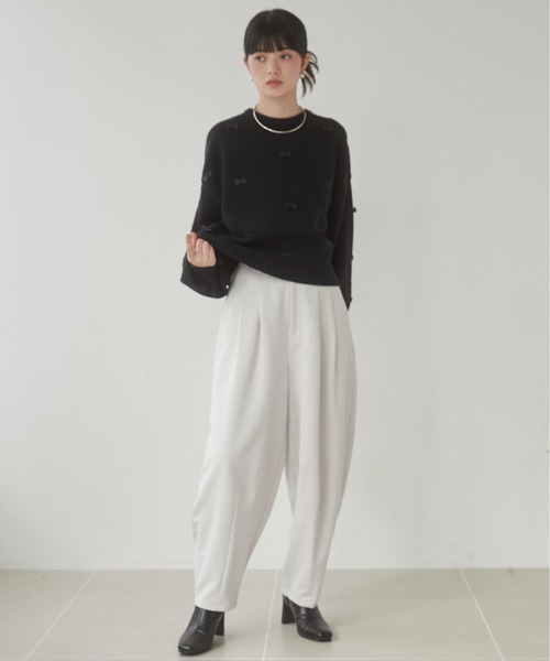 ANGIE ニット セーター アルパカタッチ リボンニットプルオーバー