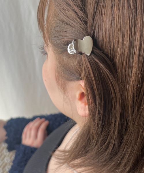 ciite' ヘアクリップ メタル変形ハートミニヘアクリップ（2個セット