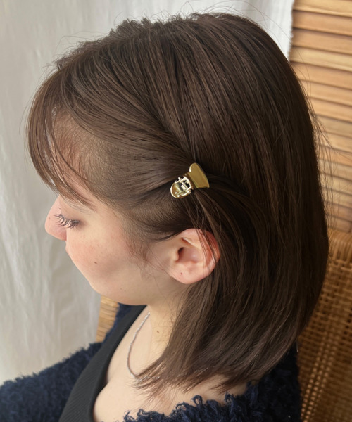 ciite' ヘアクリップ メタル変形ハートミニヘアクリップ（2個セット