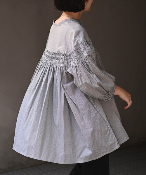 【極美品✨24ss】ババグーリ 手織りブラウス インドコットン ピンタック M 極美品✨24ss】ババグーリ 手織りブラウス インドコットン ピンタック M