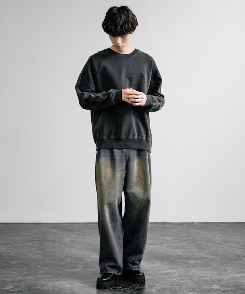 極美品　エンフォルド ドッキング レイヤード スウェット シャツ 黒 グレー KRIFF MAYER（クリフメイヤー） トレーナー スウェット ヘビーウェイト