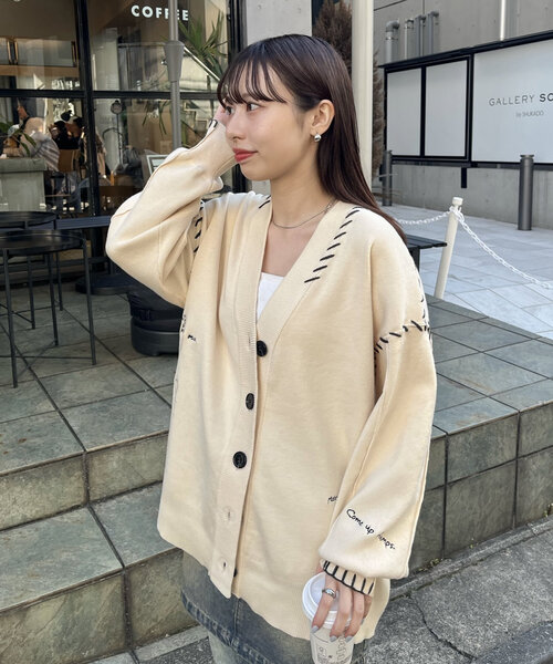 [mline]NEW刺繍ロゴカーディガン mline]NEW刺繍ロゴカーディガン | mystic(ミスティック