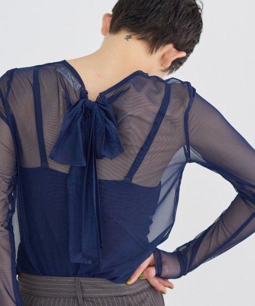 haek tシャツ sheer ribbon tops/シアーリボントップス レディース