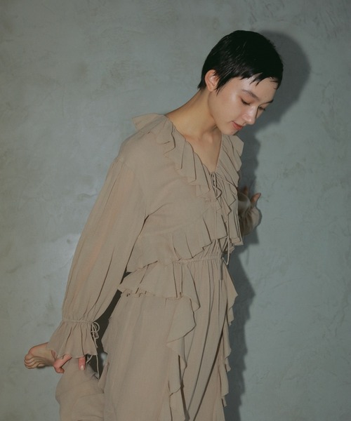 casa fline ワンピース CASA FLINE フロントホックプリーツワンピース | ONEPIECE