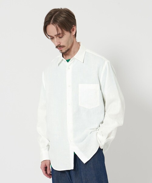 極美品★UNITED ARROWS｜定価2万 21SS ライラック リネンシャツ BEAUTY＆YOUTH UNITED ARROWS シャツ ライト リネンタッチ