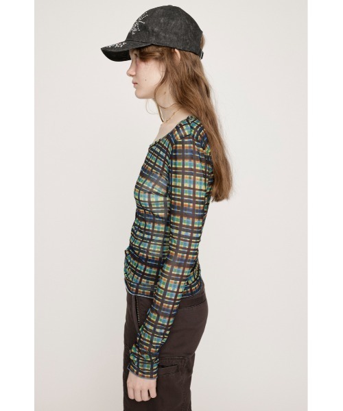 tシャツ BLUSH MULTI CHECK TOPS ブラッシュ マルチチェック トップス レディース SLY tシャツ BLUSH MULTI CHECK TOPS ブラッシュ マルチチェック