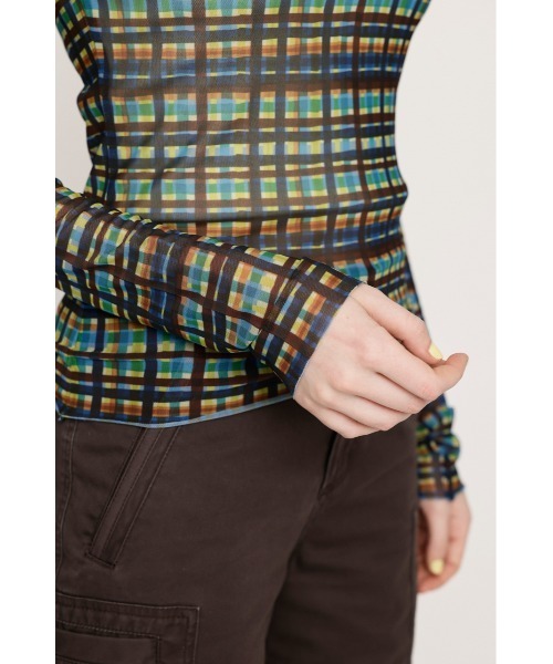 SLY tシャツ BLUSH MULTI CHECK TOPS ブラッシュ マルチチェック