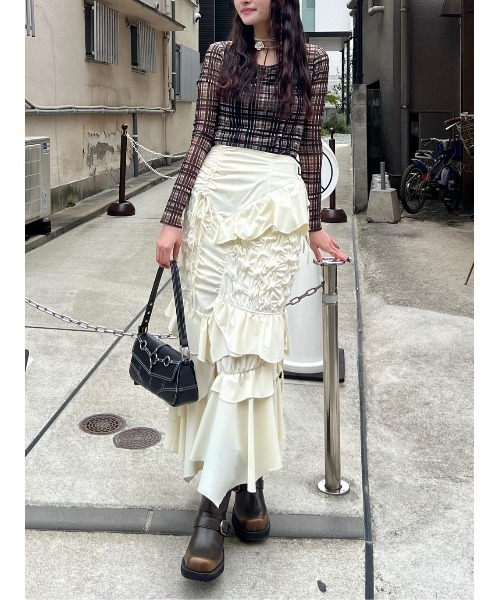 SLY tシャツ BLUSH MULTI CHECK TOPS ブラッシュ マルチチェック