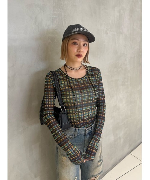 新品未使用‼️SLYチェックトップス SLY tシャツ BLUSH MULTI CHECK TOPS ブラッシュ マルチチェック