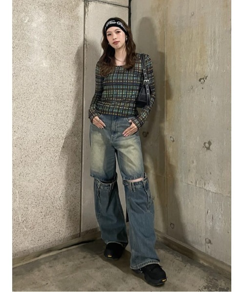 新品未使用‼️SLYチェックトップス SLY tシャツ BLUSH MULTI CHECK TOPS ブラッシュ マルチチェック