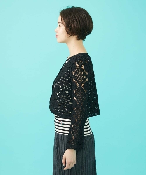 Jocomomola（ホコモモラ） カーディガン コード刺繍ショート丈