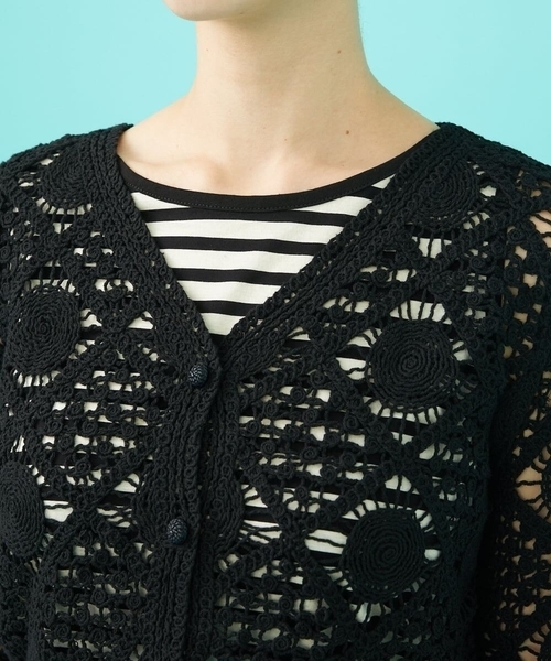 Jocomomola（ホコモモラ） カーディガン コード刺繍ショート丈