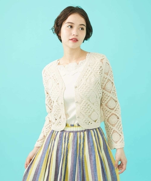 Jocomomola（ホコモモラ） カーディガン コード刺繍ショート丈