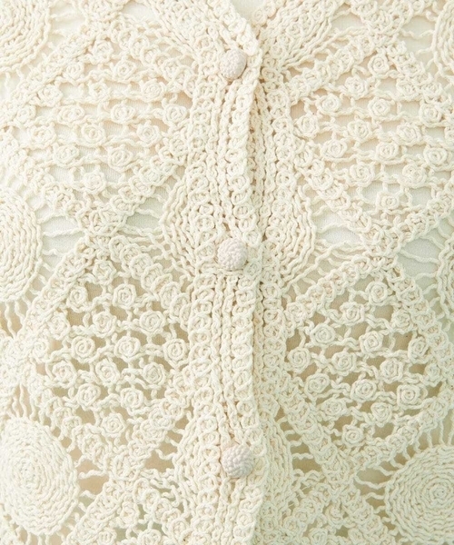 Jocomomola（ホコモモラ） カーディガン コード刺繍ショート丈