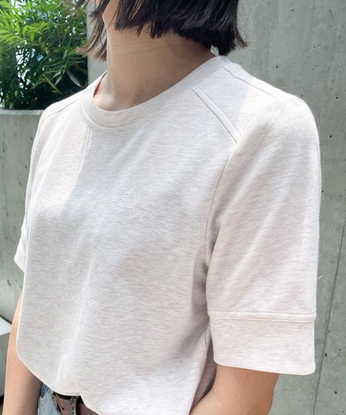 tシャツ UVカット 吸水速乾 刺繍ロゴ 袖リブ半袖Tシャツ レディース