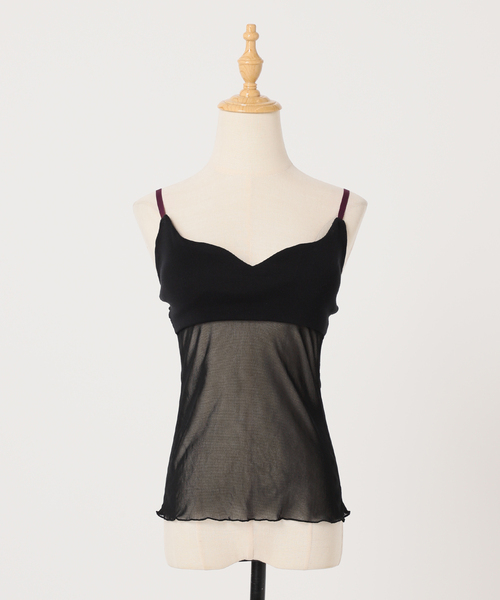 JANE SMITH COTTON NYLON キャミソール ブラック plage JANE SMITH / ジェーンスミス 別注 COTTON NYLON