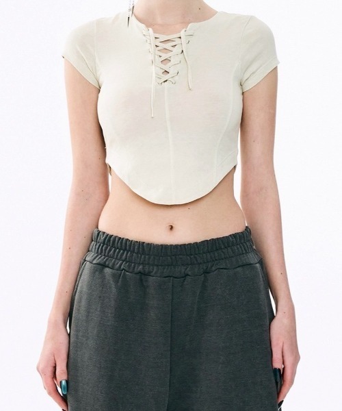 tシャツ 「ODDONEOUT」Washing pigment Vneck top レディース