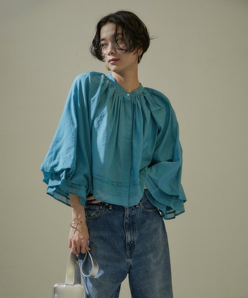 「SALON adam et rope'」 7分袖ブラウス FREE ターコイズブルー レディース