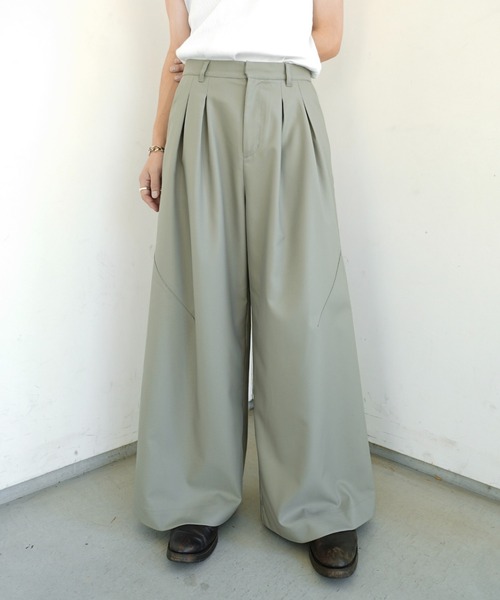 CAMPHOR WOOD ワイドスラックス Camphor wood スラックス super wide baggy polyester slacks