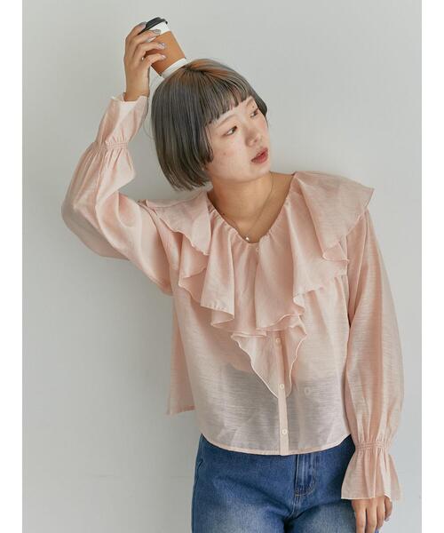 IENA カラーギンガムラッフルブラウス IENA（イエナ）の「カラーギンガムラッフルブラウス◇（シャツ