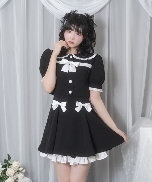 Honey Cinnamonブラウス2枚セット Honey Cinnamon（ハニーシナモン）の「ダブルVフリルブラウス（シャツ