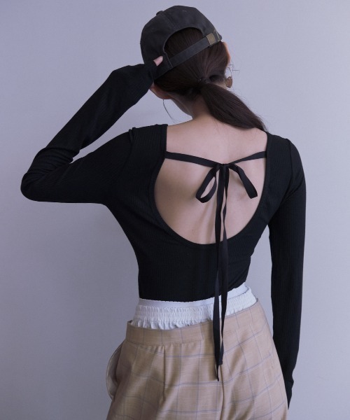 HONEY MI HONEY（ハニーミーハニー） tシャツ drawstring rib cutsew