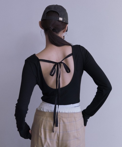 HONEY MI HONEY（ハニーミーハニー） tシャツ drawstring rib cutsew