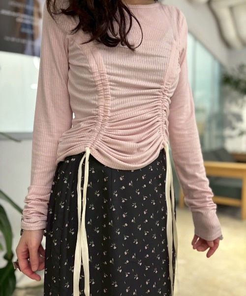 HONEY MI HONEY（ハニーミーハニー） tシャツ drawstring rib cutsew
