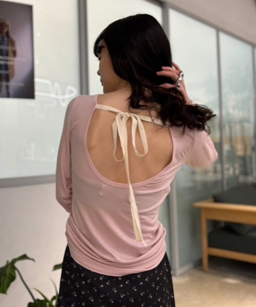 HONEY MI HONEY（ハニーミーハニー） tシャツ drawstring rib cutsew