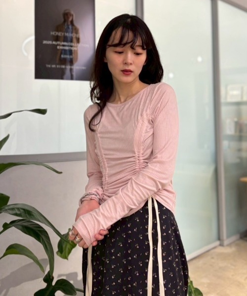 HONEY MI HONEY（ハニーミーハニー） tシャツ drawstring rib cutsew