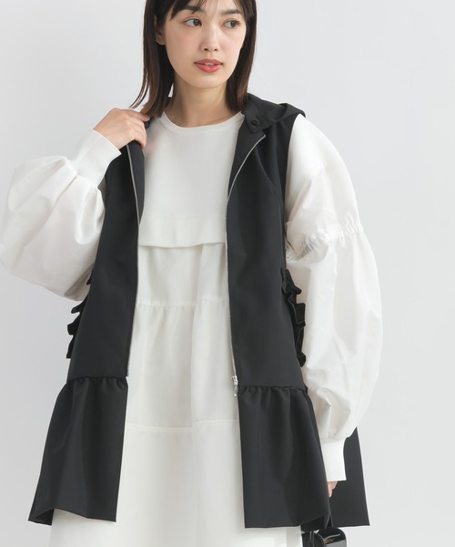 PICCIN PERLA ベスト ジレ ポケットフリルペプラムベスト