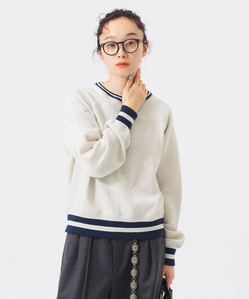 トレーナー スウェット 「別注」Healthknit / ライン リブ クルーネック スウェット レディース