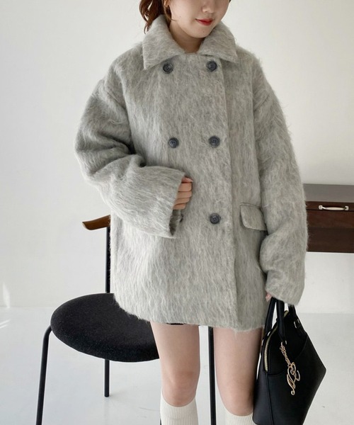 「one after another NICE CLAUP」 ピーコート FREE ブラウン レディース_画像3