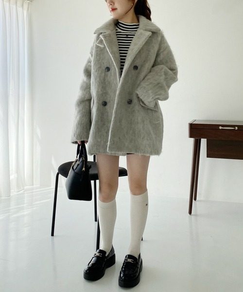 「one after another NICE CLAUP」 ピーコート FREE ブラウン レディース_画像4