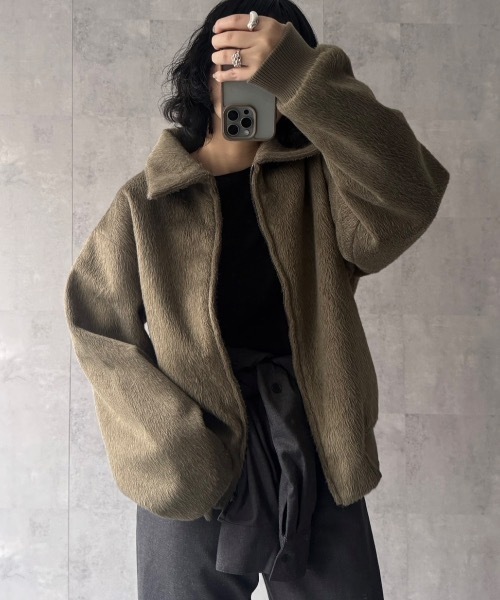 センソユニコ　ショートジャケット　ジャンパー　コート 軽い　楽ちん　ブラウン　L センソユニコ ショートジャケット ジャンパー コート 軽い 楽ちん