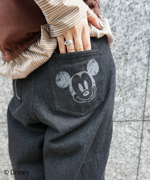 【正規品】Ameri MICKEY DESIGN DENIM PANTS Disney（ディズニー） ワイドパンツ ジーンズ デニム デニムパンツ