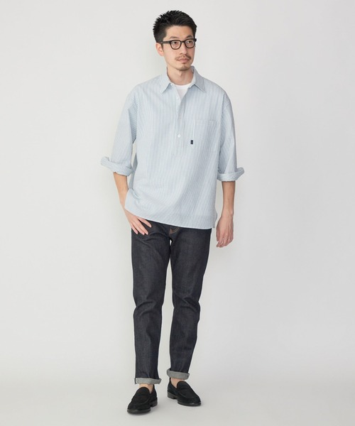 「SHIPS.me」 7分袖シャツ M ネイビー メンズ_画像6