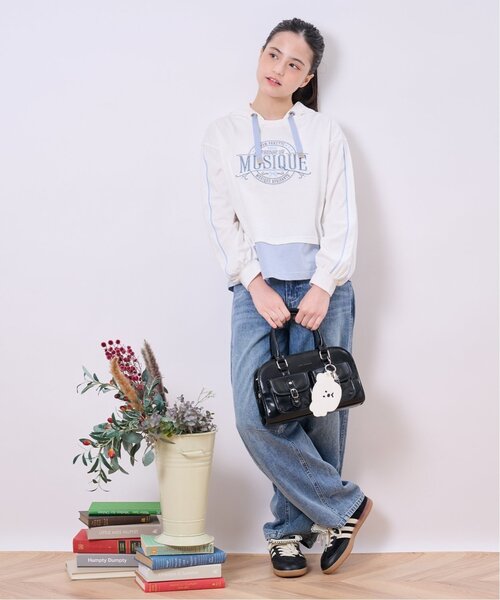 ポンポネット ジュニア 新品 パーカー ネイビー 160 UVカット】シアーボーダージップパーカ（パーカー） | pom ponette