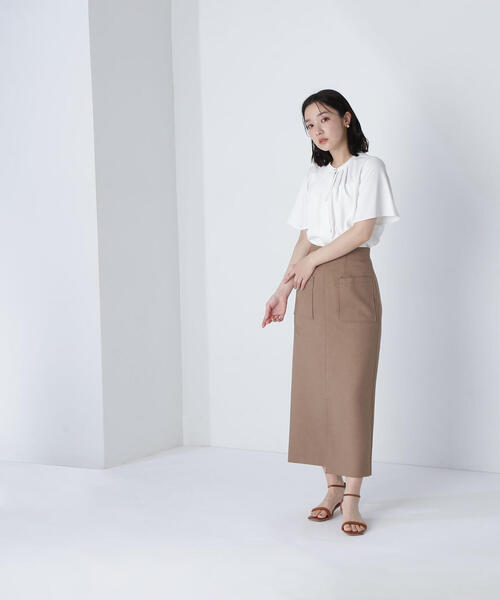 「NATURAL BEAUTY BASIC」 半袖ブラウス SMALL ベージュ レディース_画像3