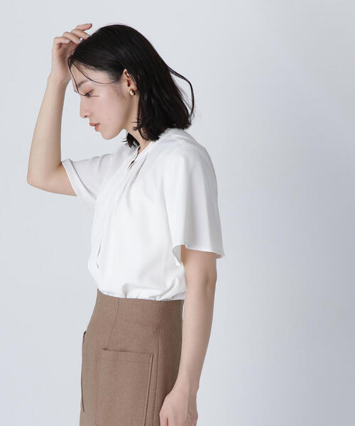 「NATURAL BEAUTY BASIC」 半袖ブラウス SMALL ベージュ レディース_画像4