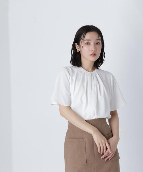 「NATURAL BEAUTY BASIC」 半袖ブラウス SMALL ベージュ レディース_画像8