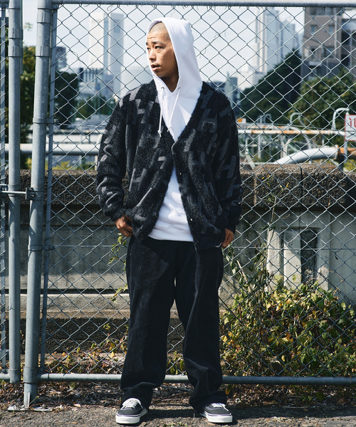 HUF（ハフ） ニットカーディガン LARGE ブラック メンズ : ZOZOTOWN