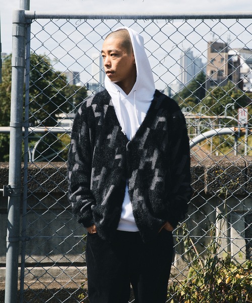 HUF（ハフ） ニットカーディガン LARGE ブラック メンズ : ZOZOTOWN