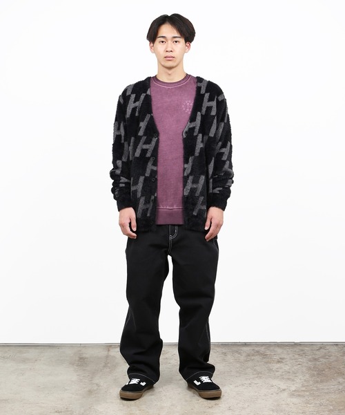 HUF（ハフ） ニットカーディガン LARGE ブラック メンズ : ZOZOTOWN