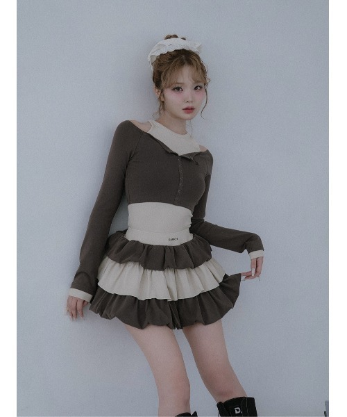 Darich（ダーリッチ） スカート カットフリルミックスミニスカート