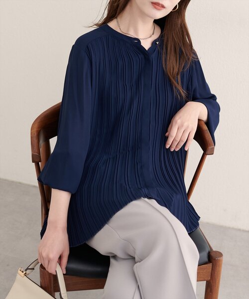 2wayプリーツブラウス natural couture ブラウス シャツ 「WEB限定」前後2WAYプリーツ