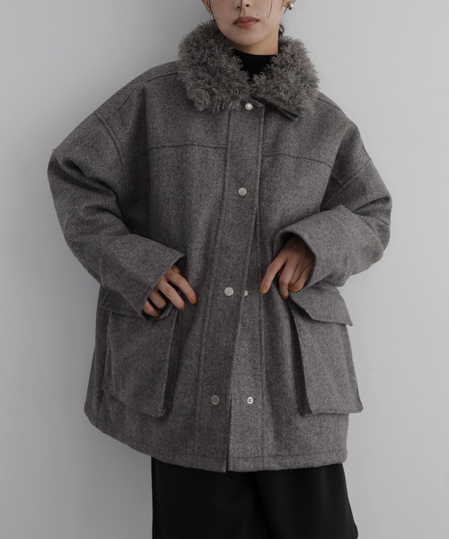 hellam ボア襟付き2wayカバーオール hellam（ヘラム） カバーオール ボア襟付き2wayカバーオール