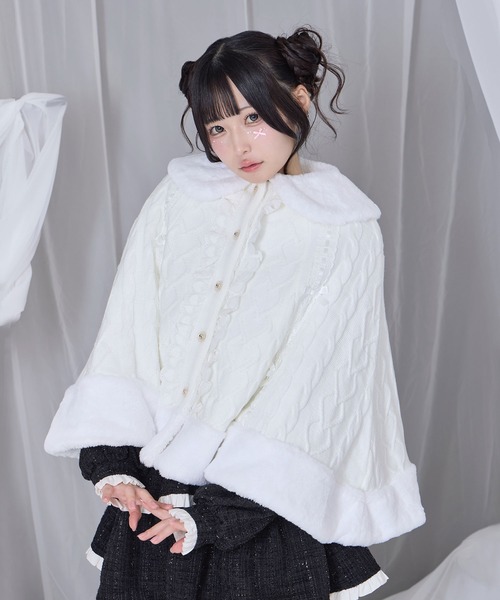 コットンレースフェイクボアアウター コットンレースフェイクボア