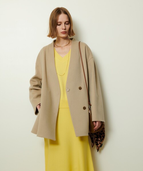 allureville（アルアバイル） ノーカラーコート コート カシミヤ混