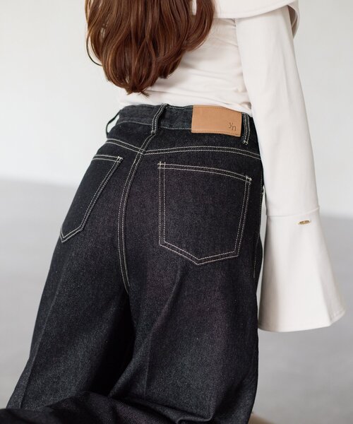 trunc88 ブラック デニムパンツ ハイウエスト ワイドレッグ trunc88